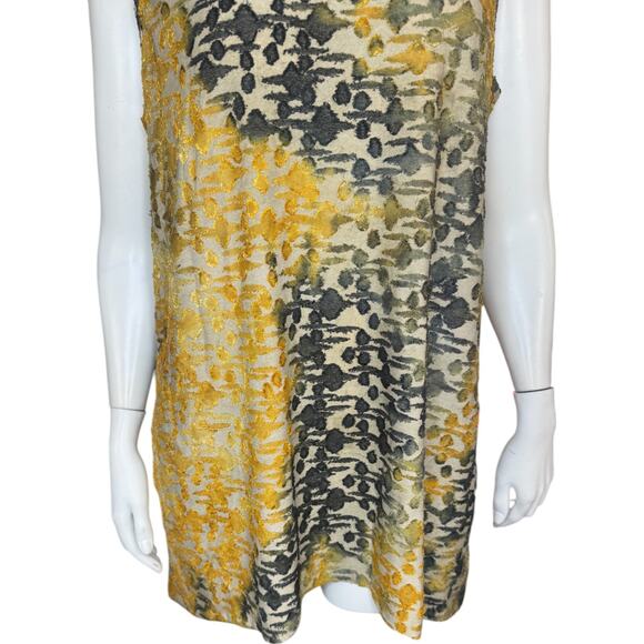 LOGO by Lori Goldstein Tie Dye Clip Jacquard Sleeveless Top Champagne Medium - Picture 3 of 14